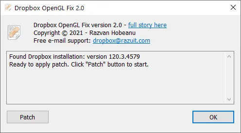 A simple user interface to get the job done DropboxOpenGLFix